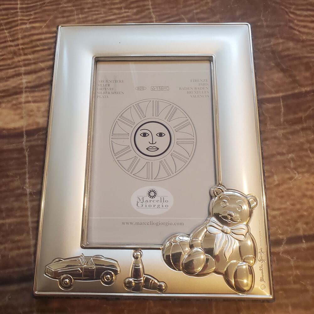 Marcello Giorgio .925 sterling silver laminated baby photo frame NWT